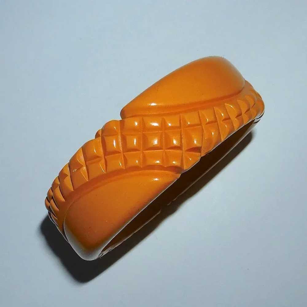 Heavily Carved Pineapple Texture Bakelite Bangle … - image 9