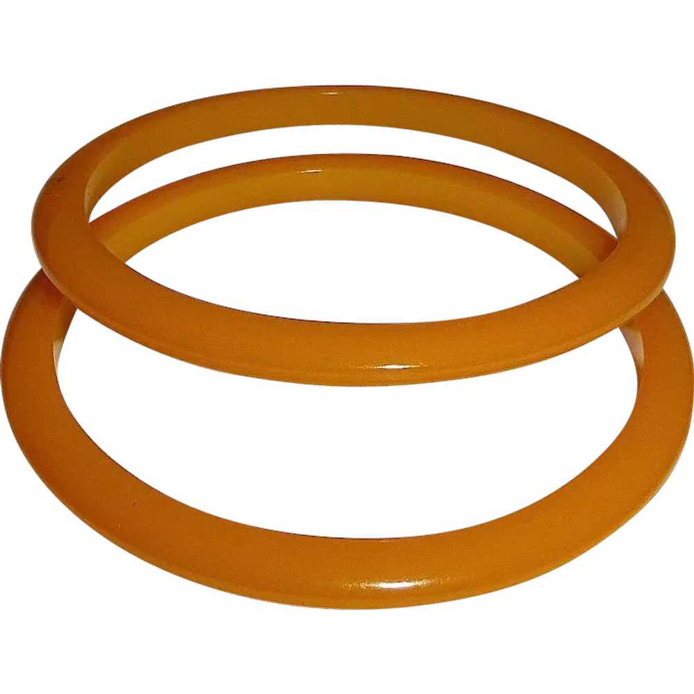 Set of 2 Amber Yellow Bakelite Bangle Bracelets - image 1