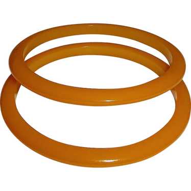 Set of 2 Amber Yellow Bakelite Bangle Bracelets - image 1