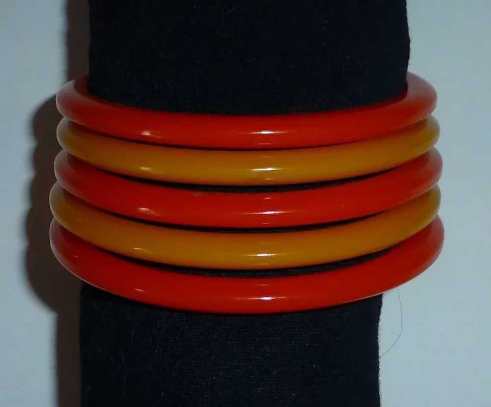 Set of 2 Amber Yellow Bakelite Bangle Bracelets - image 6