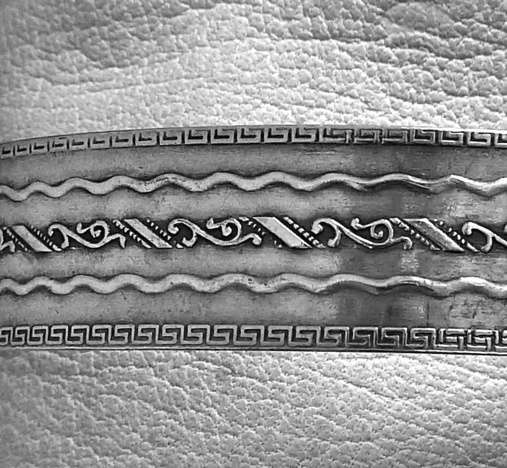 Sterling Silver Wide Embossed Bangle Bracelet - image 3