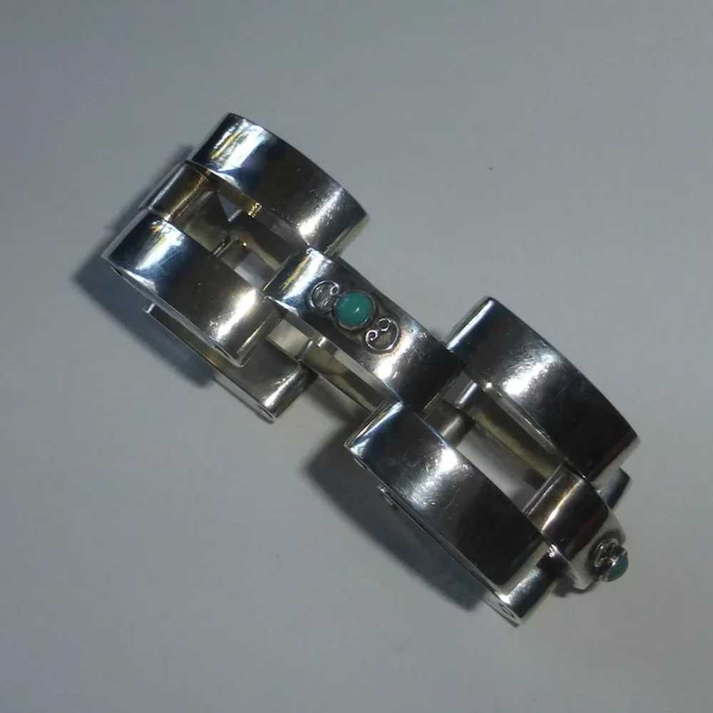 Mexican Sterling Industrial Hinged Link Bracelet - image 3