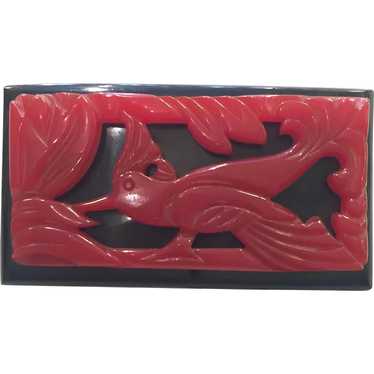 1930s Art Deco Red and Black Bakelite Silhouetted 
