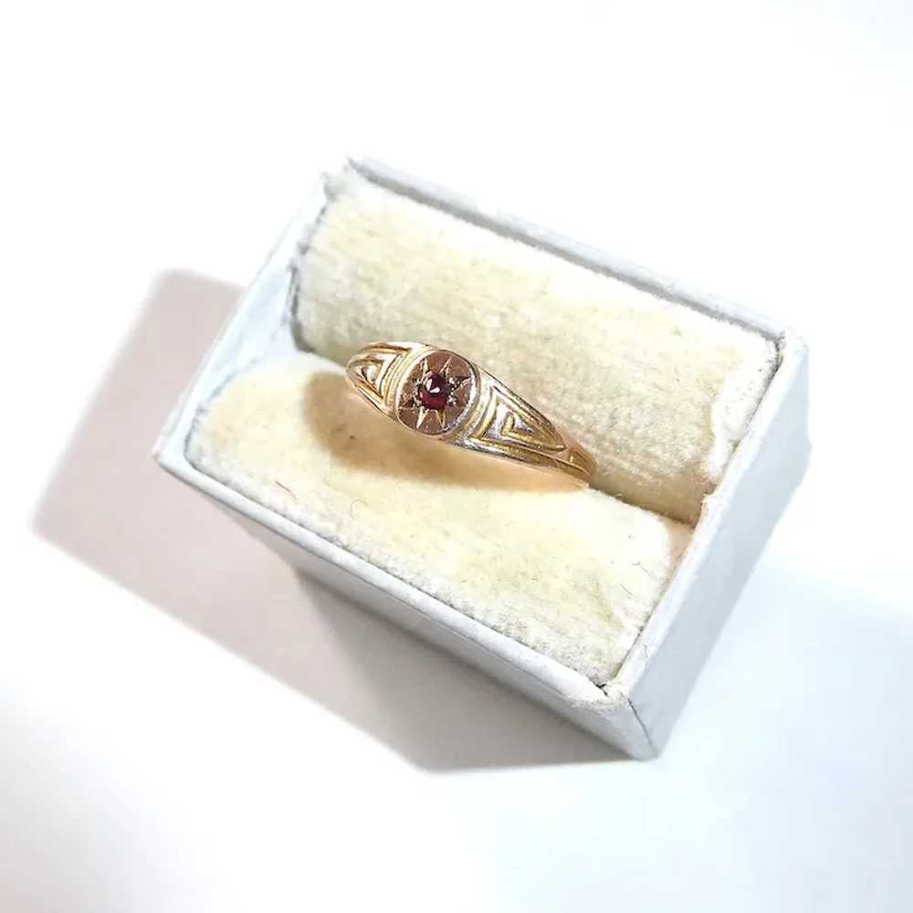 10k Baby Ring w Bohemian Rose Cut Garnet - image 10