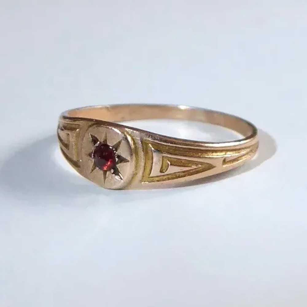 10k Baby Ring w Bohemian Rose Cut Garnet - image 11