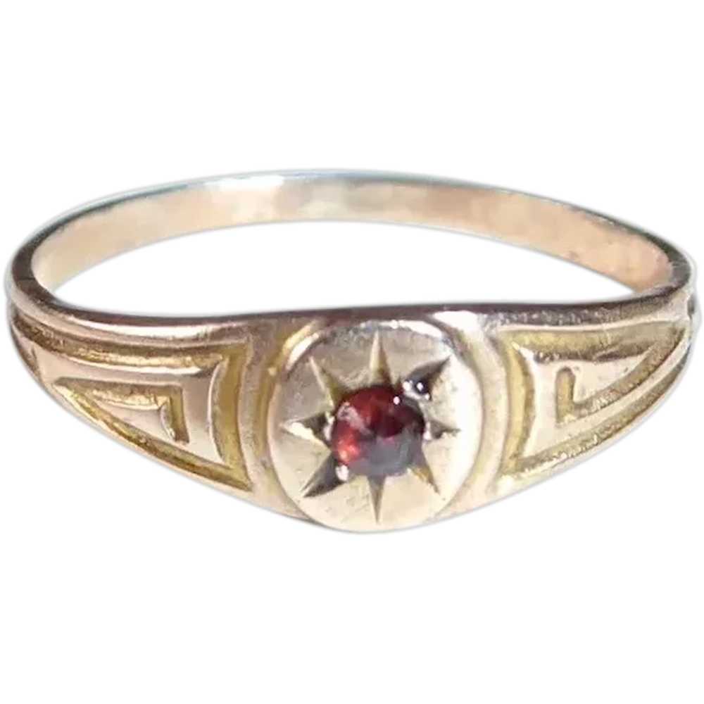 10k Baby Ring w Bohemian Rose Cut Garnet - image 1