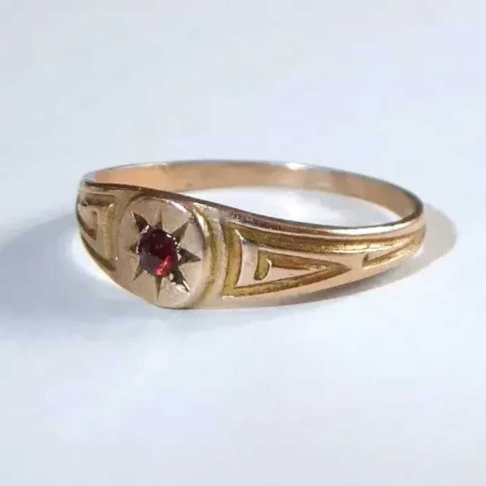 10k Baby Ring w Bohemian Rose Cut Garnet - image 3