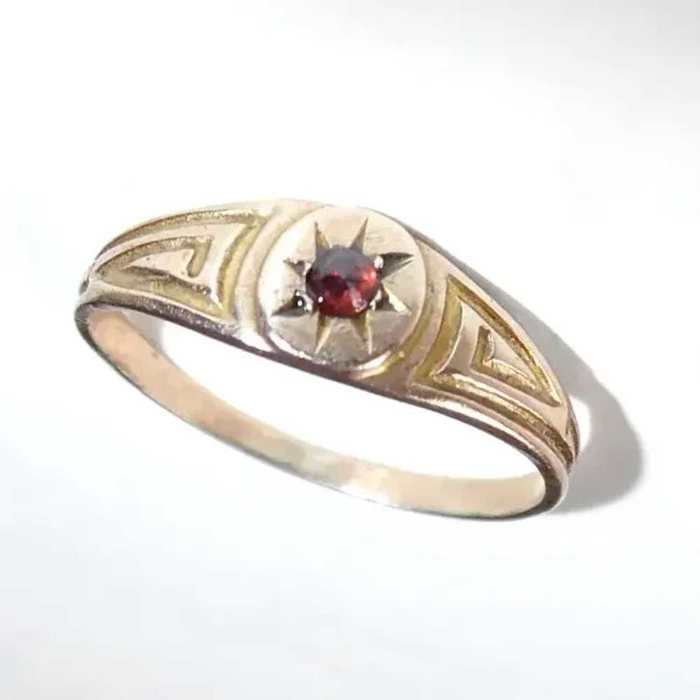 10k Baby Ring w Bohemian Rose Cut Garnet - image 4