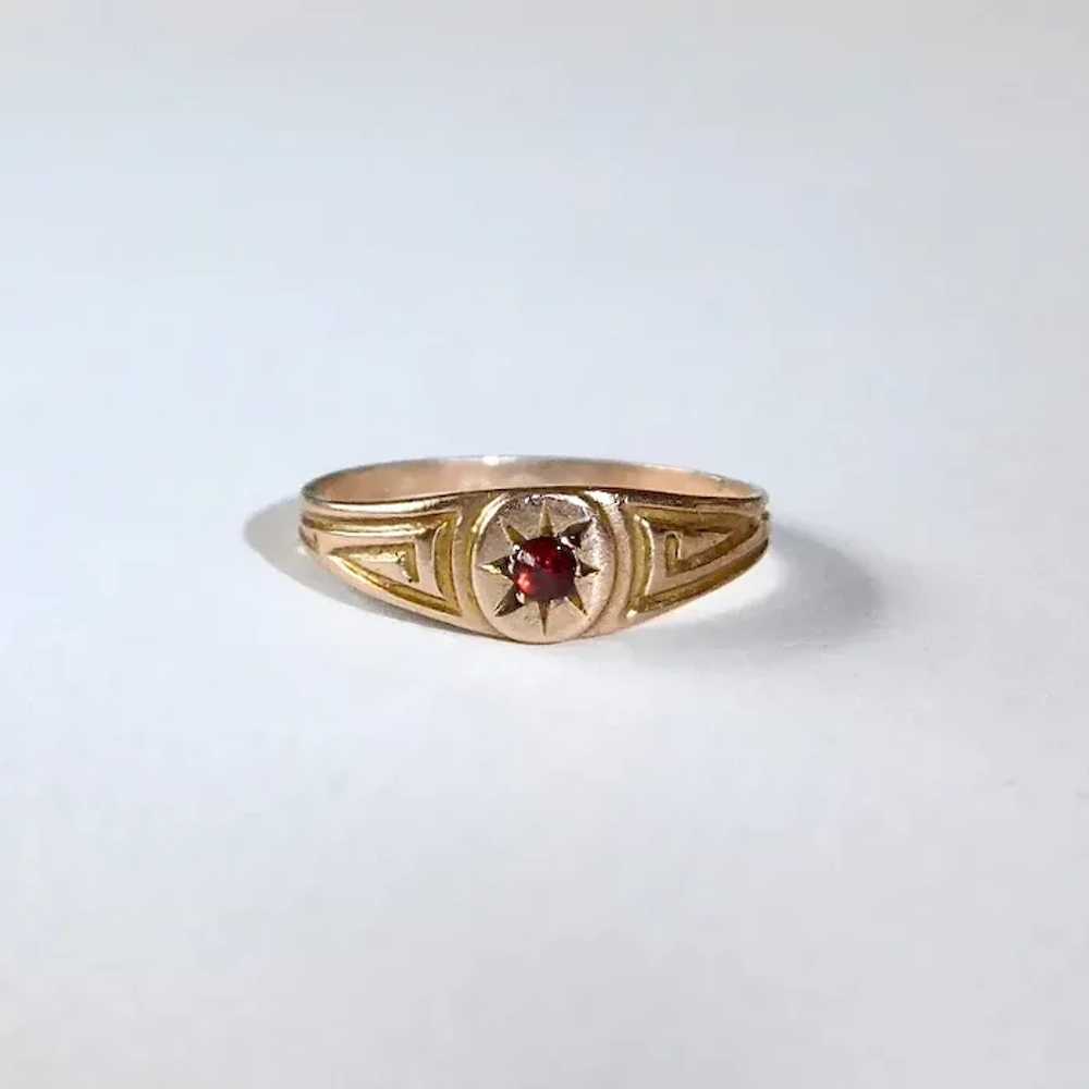 10k Baby Ring w Bohemian Rose Cut Garnet - image 5