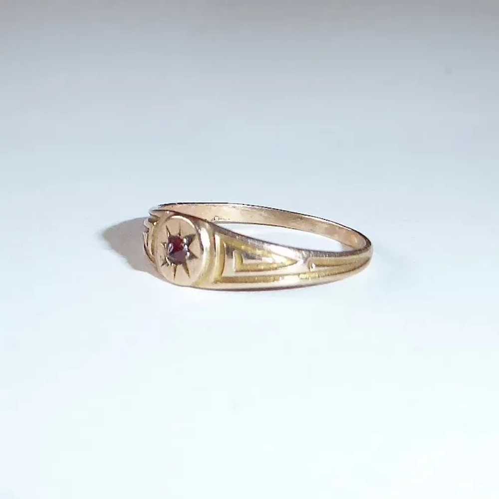 10k Baby Ring w Bohemian Rose Cut Garnet - image 6