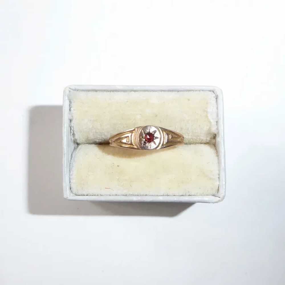 10k Baby Ring w Bohemian Rose Cut Garnet - image 7