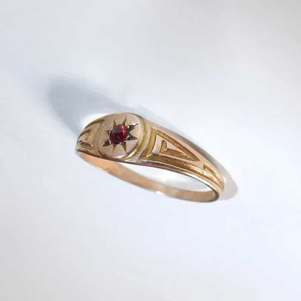 10k Baby Ring w Bohemian Rose Cut Garnet - image 8