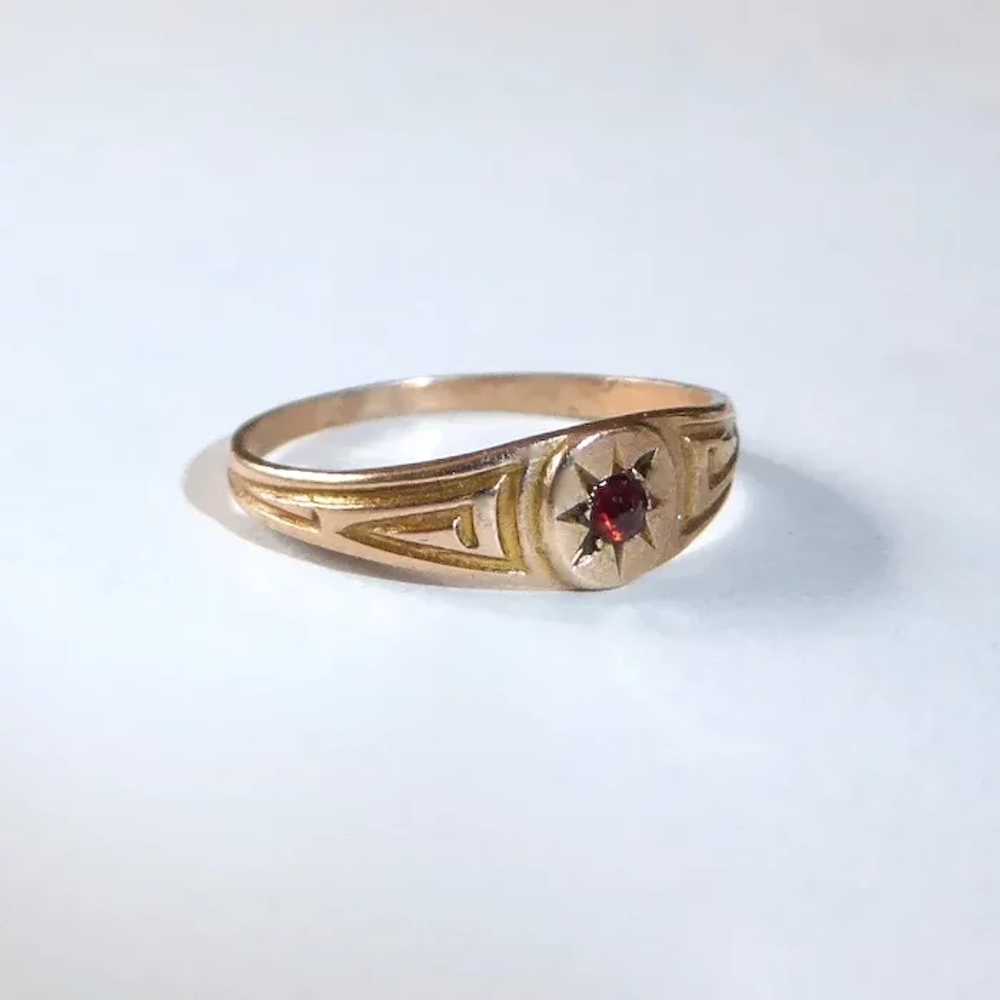 10k Baby Ring w Bohemian Rose Cut Garnet - image 9