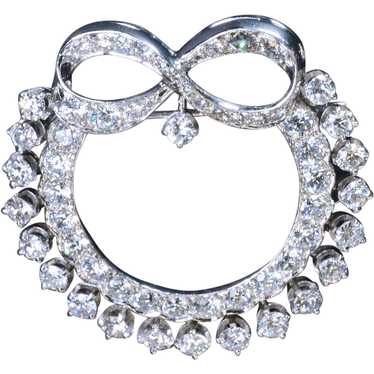 Art Deco 6ct Diamond Platinum Wreath Brooch Vintag