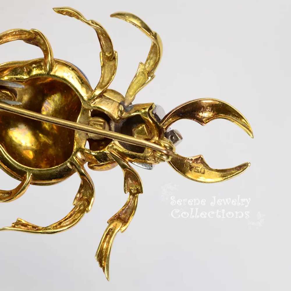 Diamond 18k gold Blue  Enamel Beetle Brooches Vin… - image 6