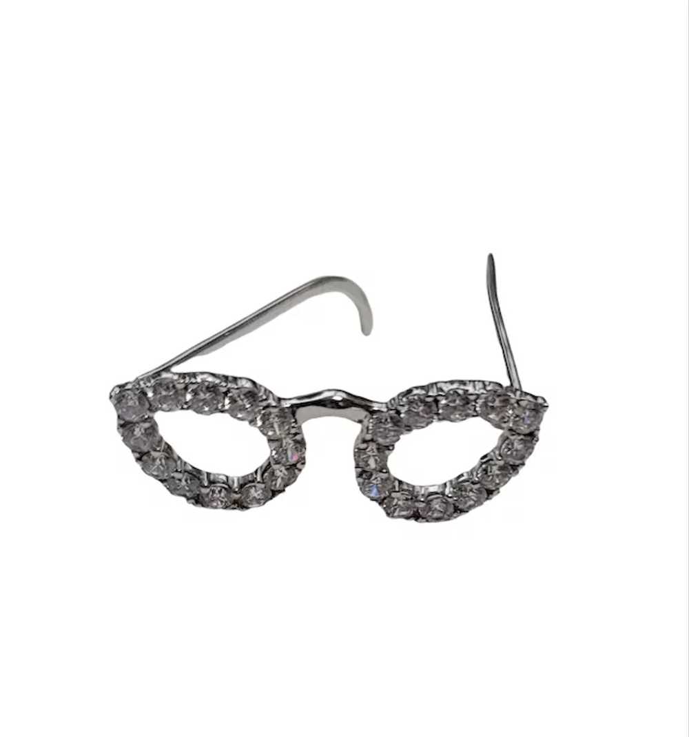 14K White Gold Cubic Zirconia CZ Cat Eye Glasses … - image 12