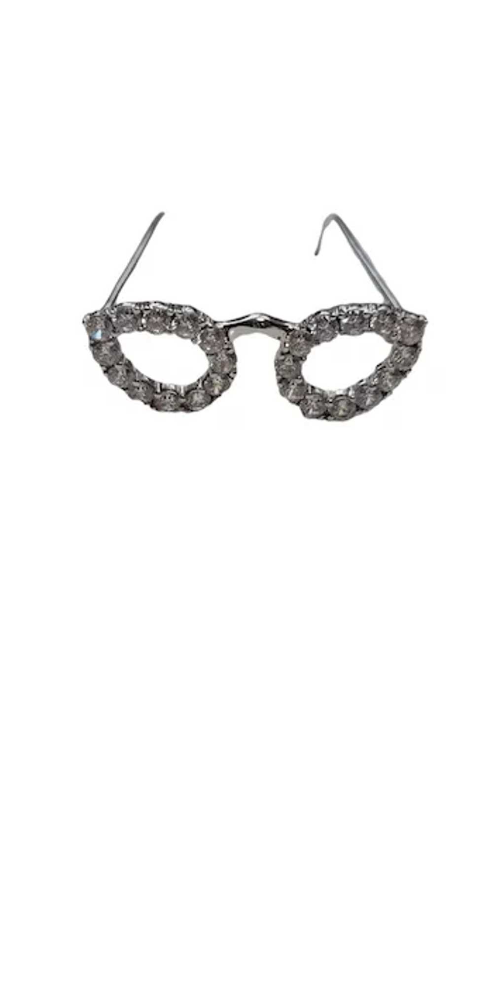 14K White Gold Cubic Zirconia CZ Cat Eye Glasses … - image 4