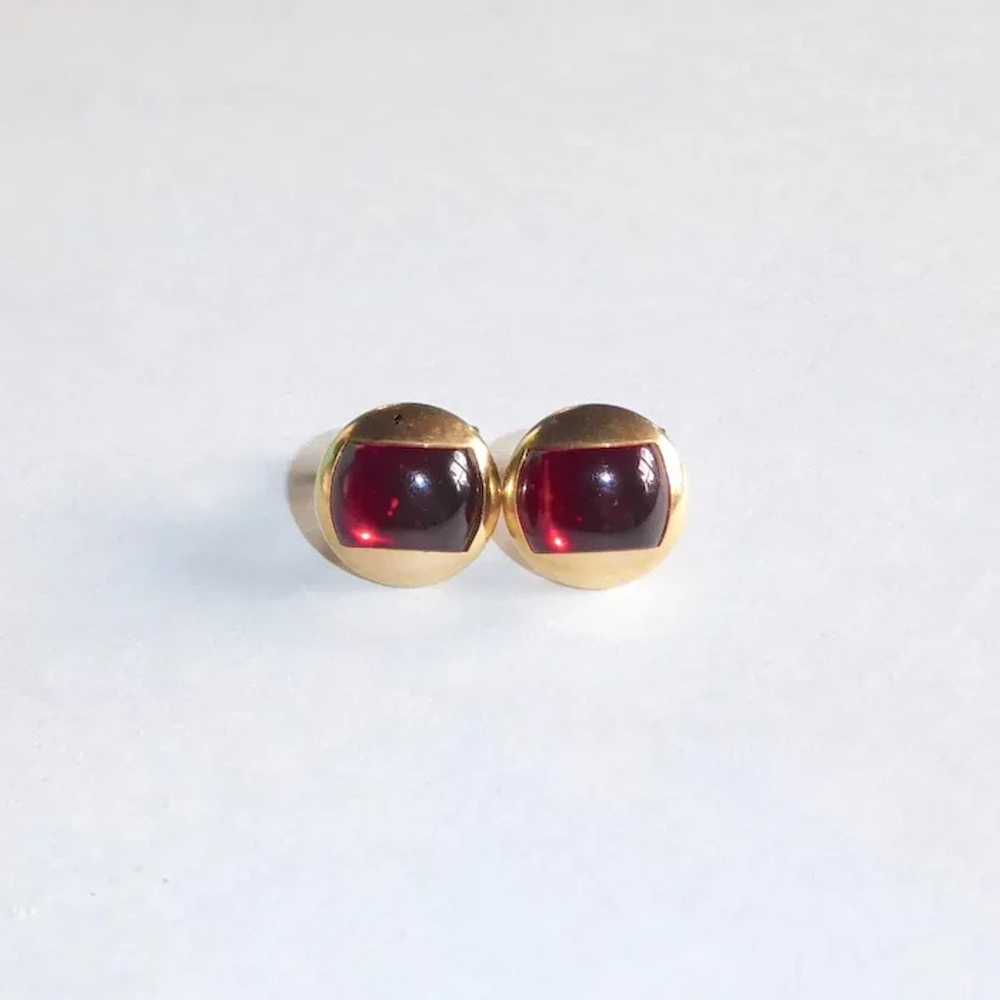 Anson Gold Tone Dome Cufflinks w Red Lucite Inset - image 11