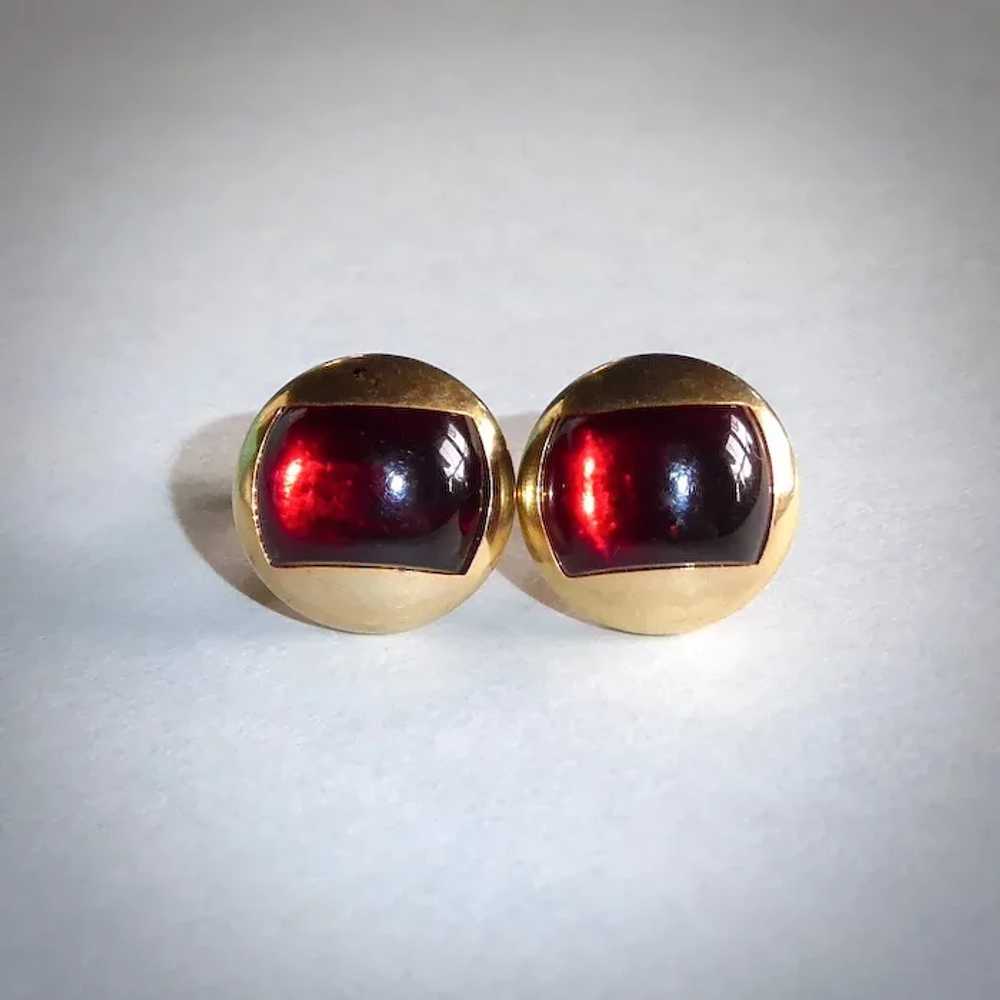 Anson Gold Tone Dome Cufflinks w Red Lucite Inset - image 12