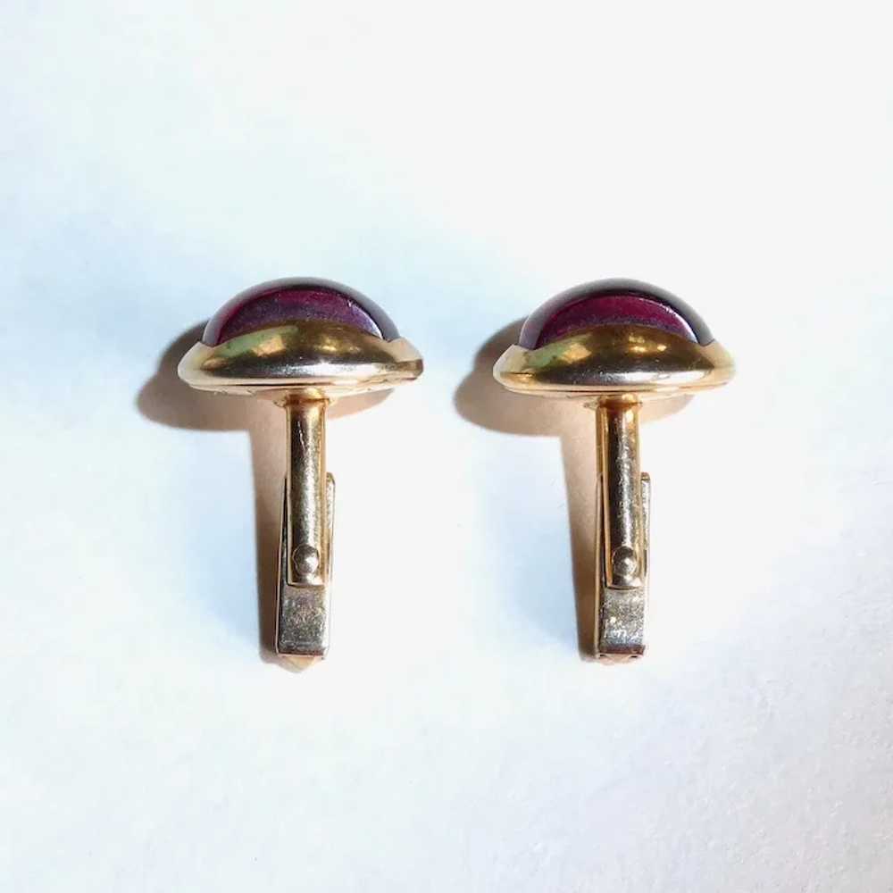 Anson Gold Tone Dome Cufflinks w Red Lucite Inset - image 8