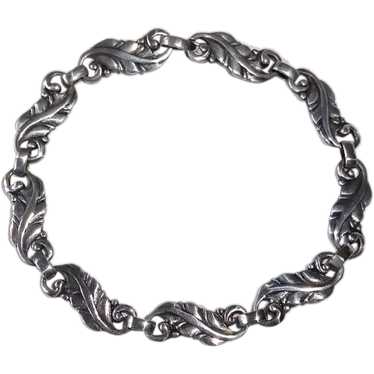 835 Silver Leaf Link Bracelet