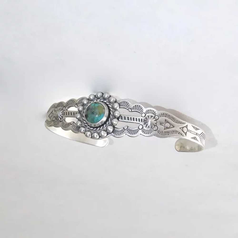 Southwestern Style Sterling & Turquoise Cuff Brac… - image 2