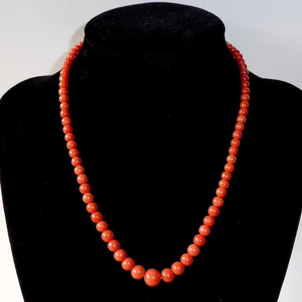 Salmon Coral Graduated Bead Necklace 10k Clasp - image 4