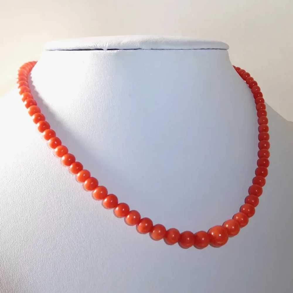 Salmon Coral Graduated Bead Necklace 10k Clasp - image 6
