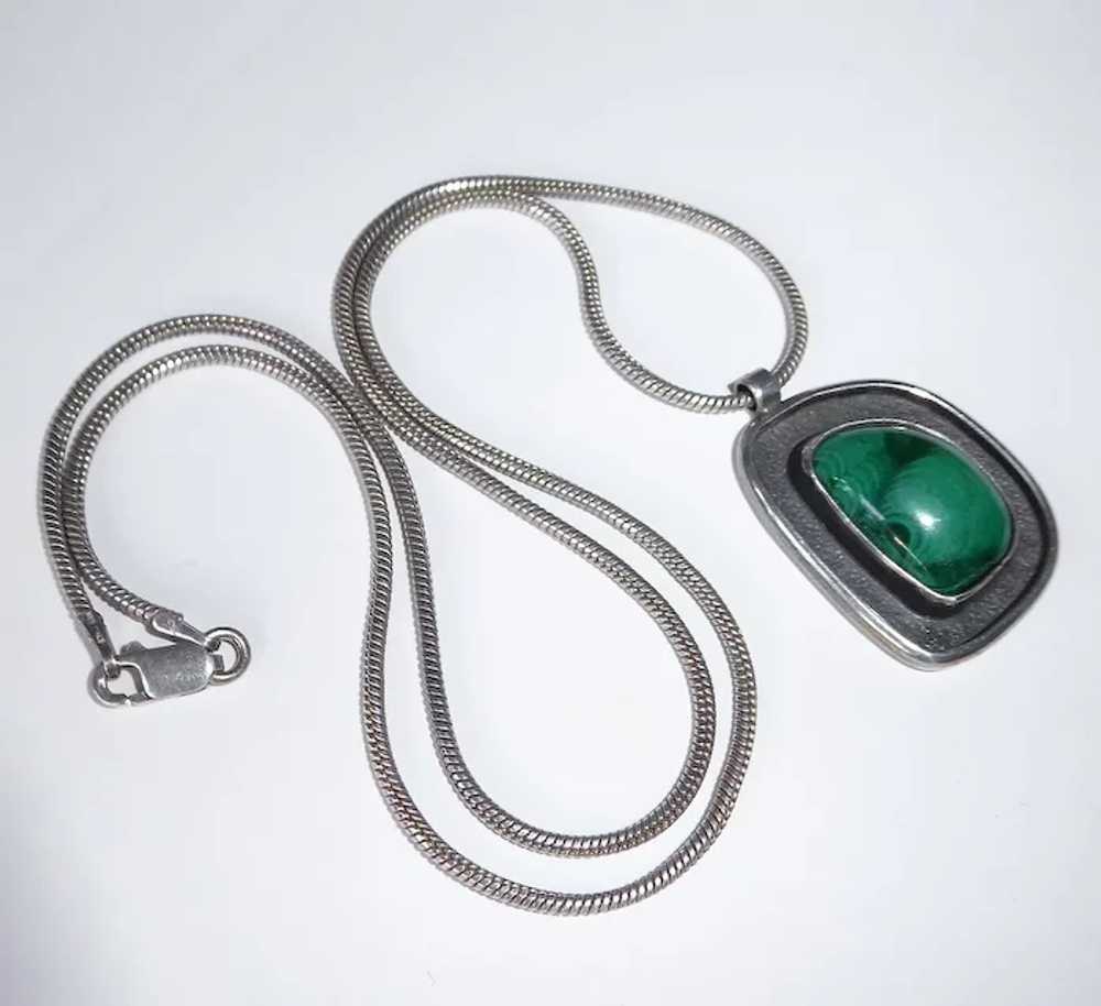 Modernist Sterling Malachite Necklace - image 11