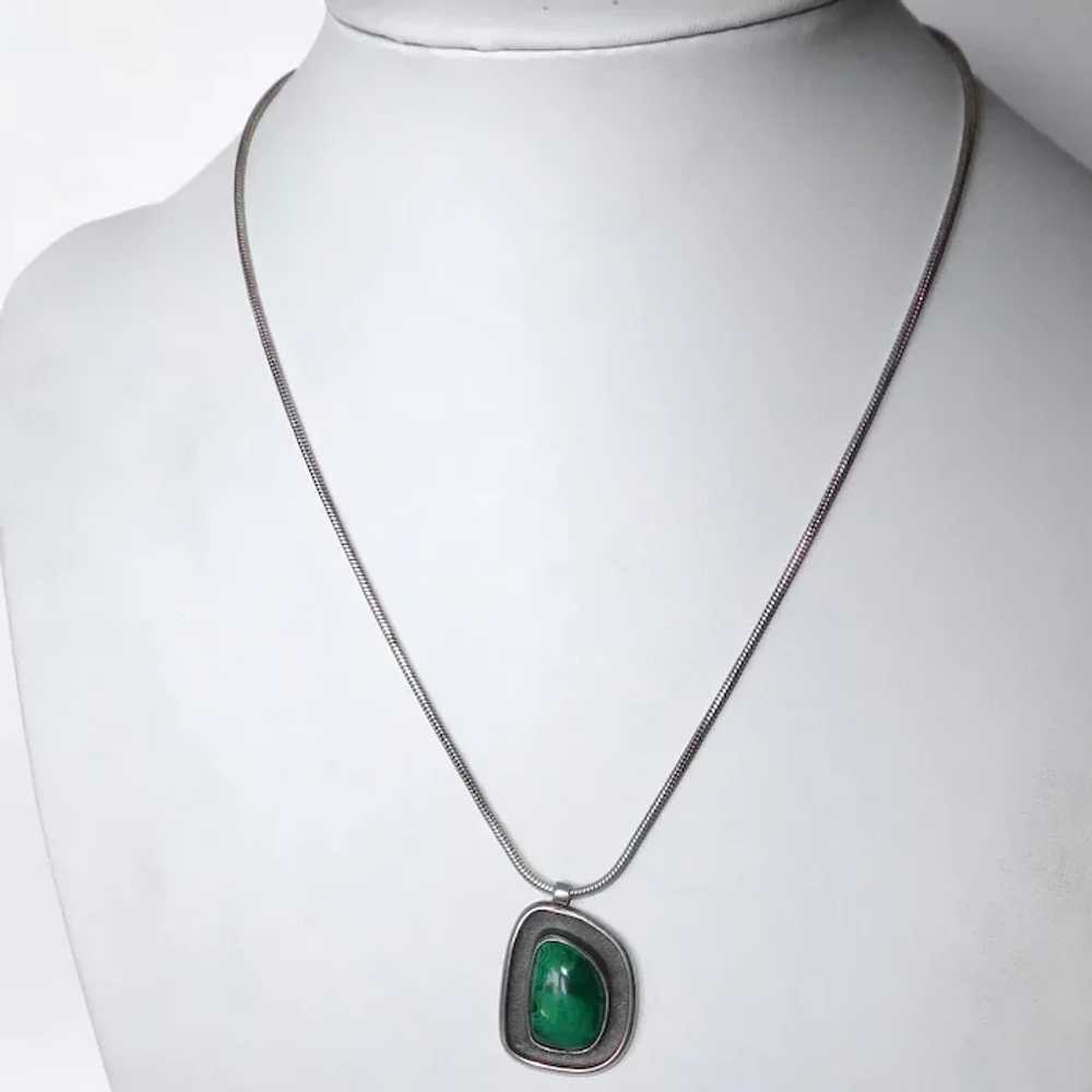 Modernist Sterling Malachite Necklace - image 12