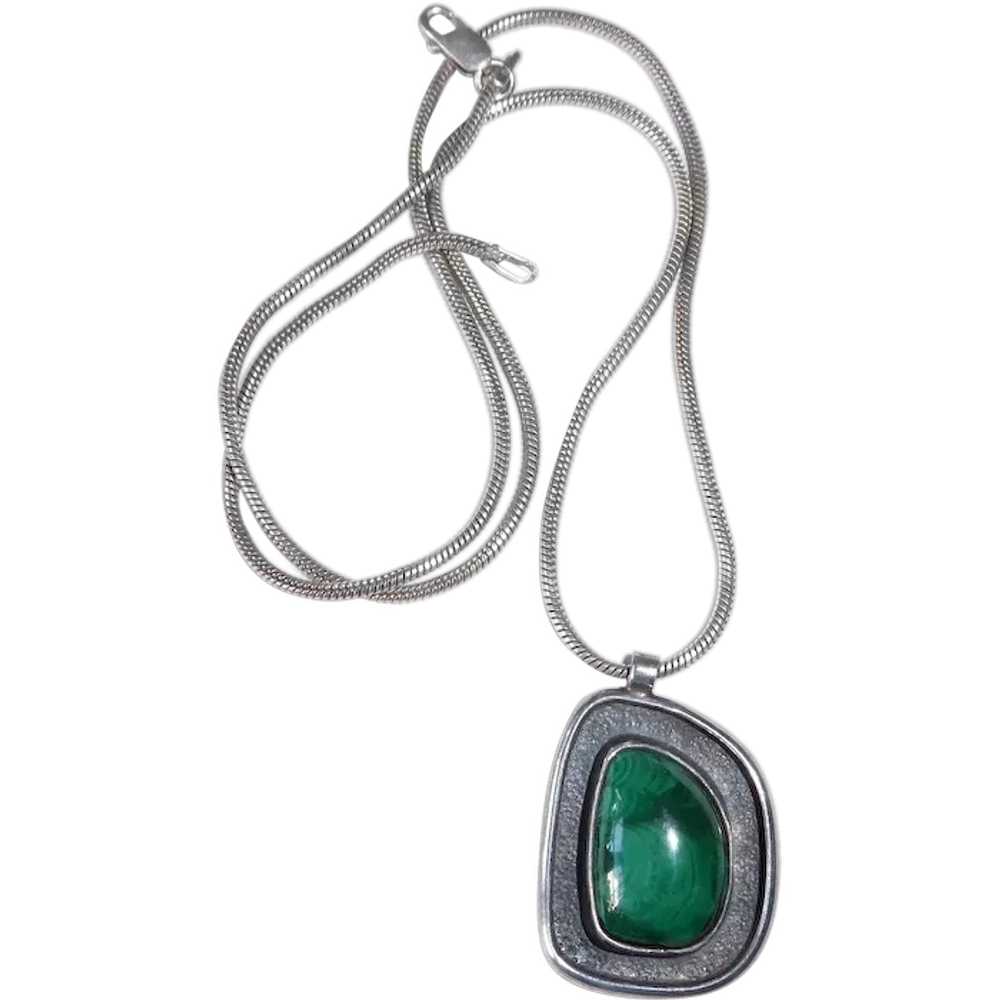 Modernist Sterling Malachite Necklace - image 1