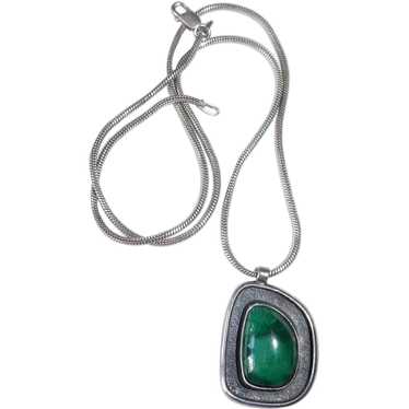 Modernist Sterling Malachite Necklace - image 1