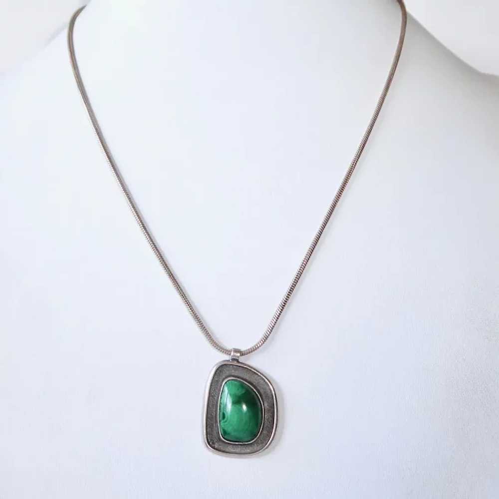 Modernist Sterling Malachite Necklace - image 2