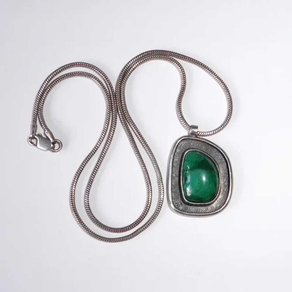 Modernist Sterling Malachite Necklace - image 4