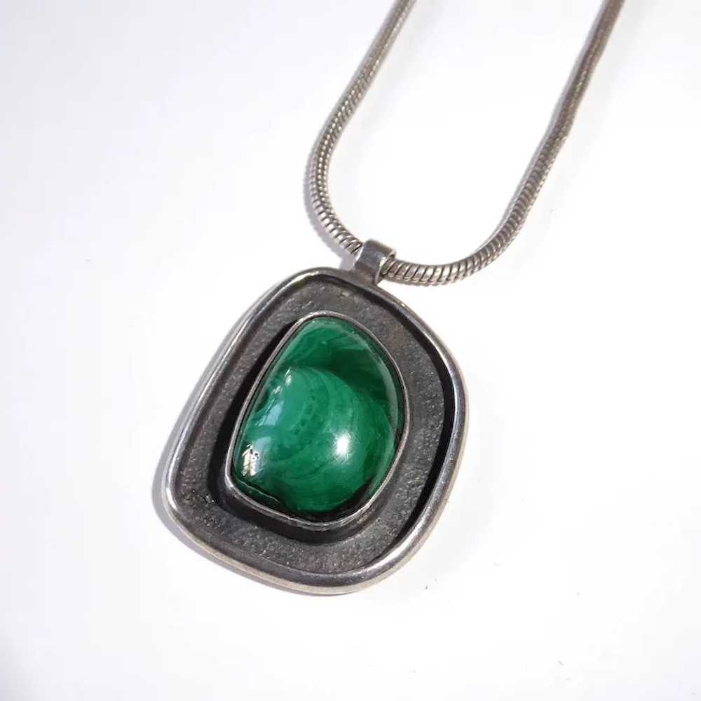 Modernist Sterling Malachite Necklace - image 5