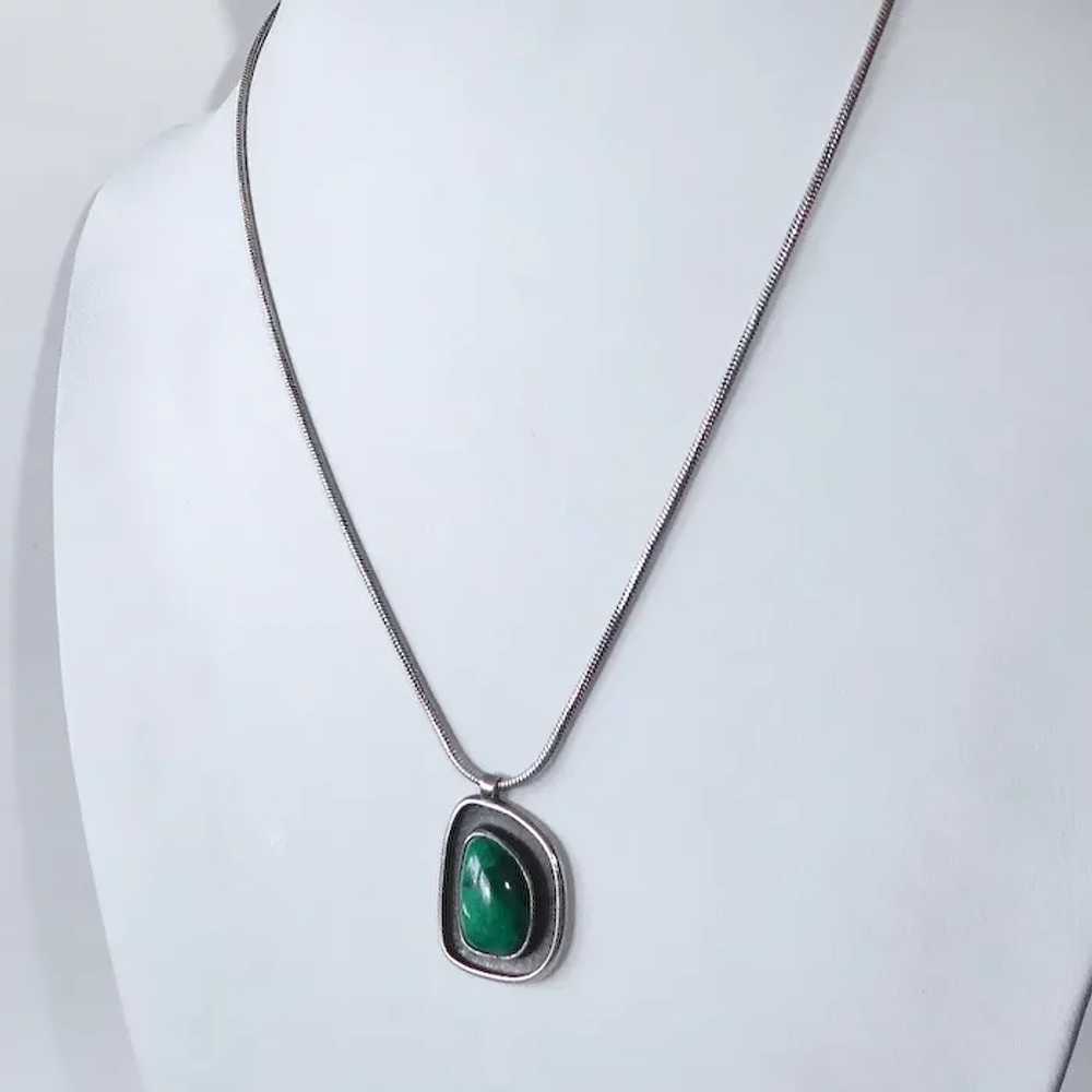 Modernist Sterling Malachite Necklace - image 6