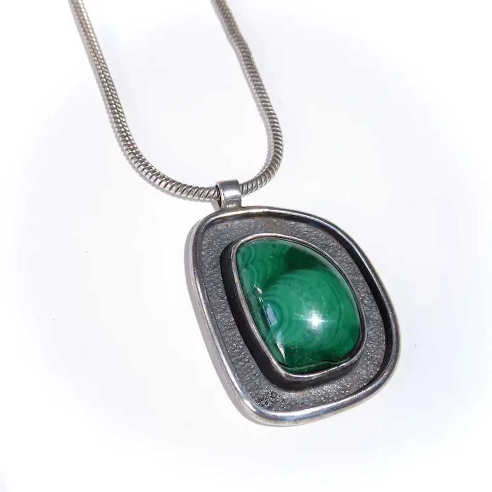 Modernist Sterling Malachite Necklace - image 7