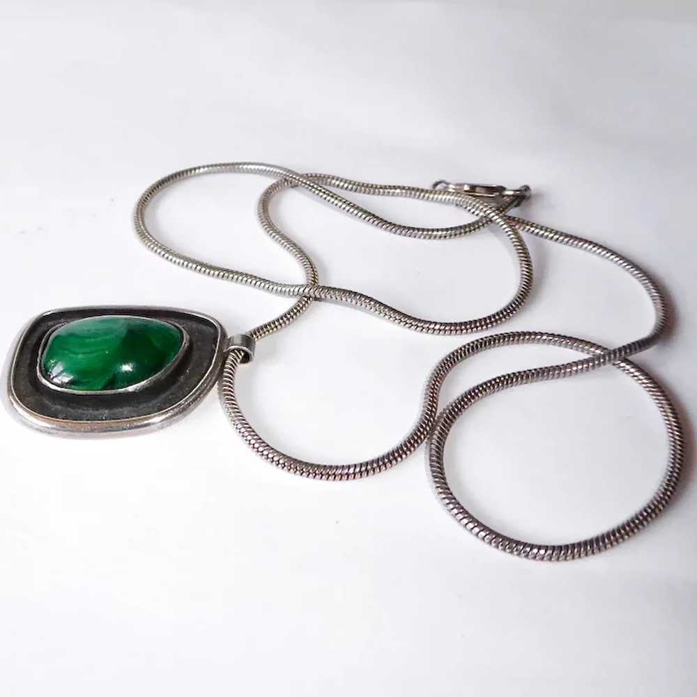 Modernist Sterling Malachite Necklace - image 8