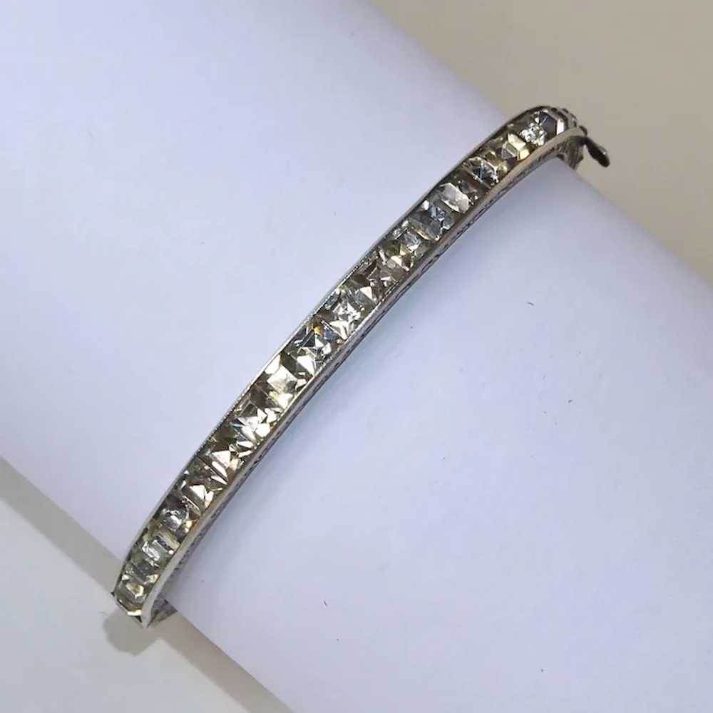 Art Deco Sterling & Rhinestone Hinged Bangle Brac… - image 4