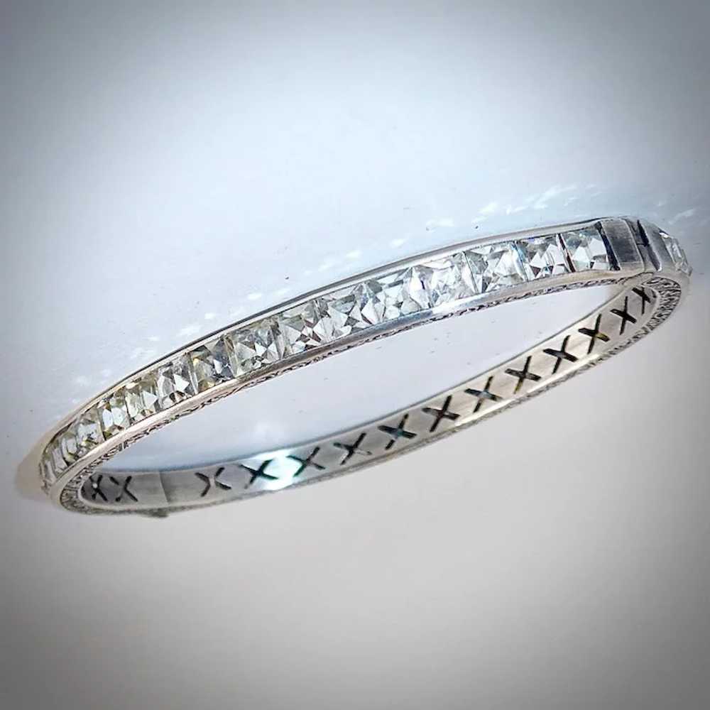 Art Deco Sterling & Rhinestone Hinged Bangle Brac… - image 9