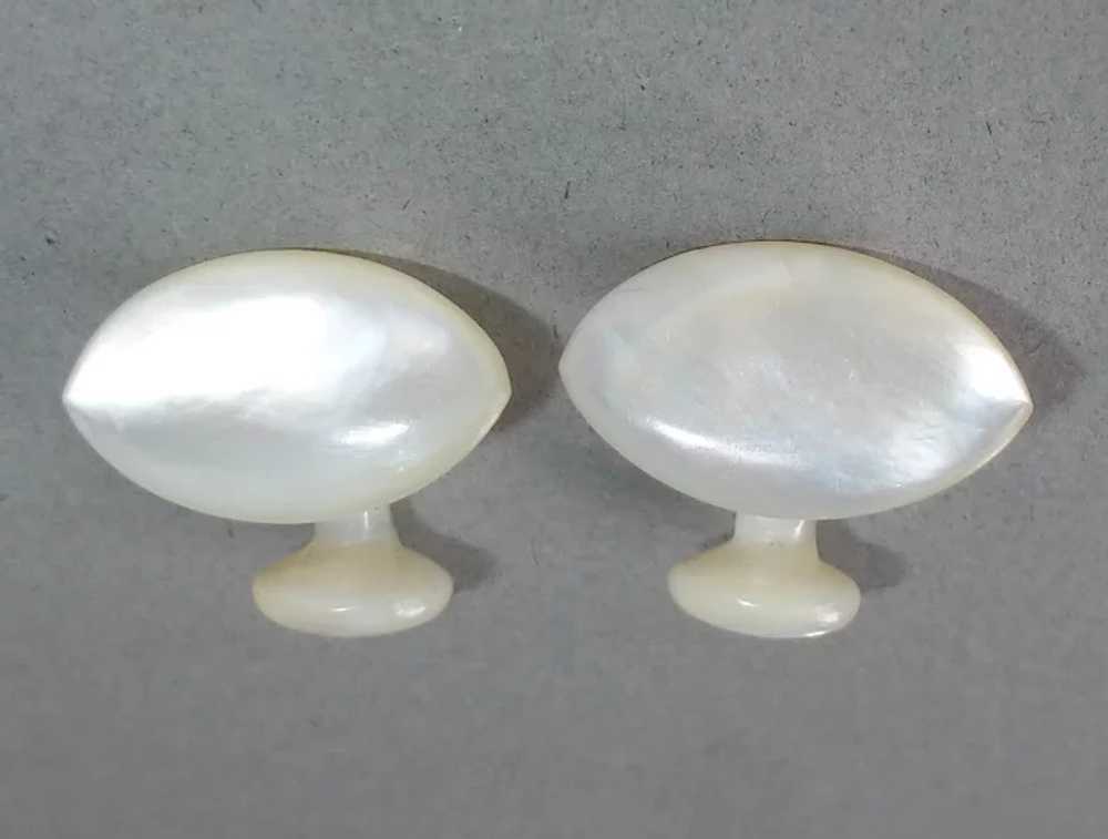 Solid Carved Mother of Pearl Edwardian Cufflinks - image 3