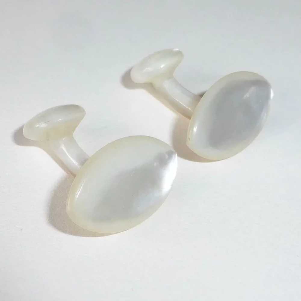 Solid Carved Mother of Pearl Edwardian Cufflinks - image 6