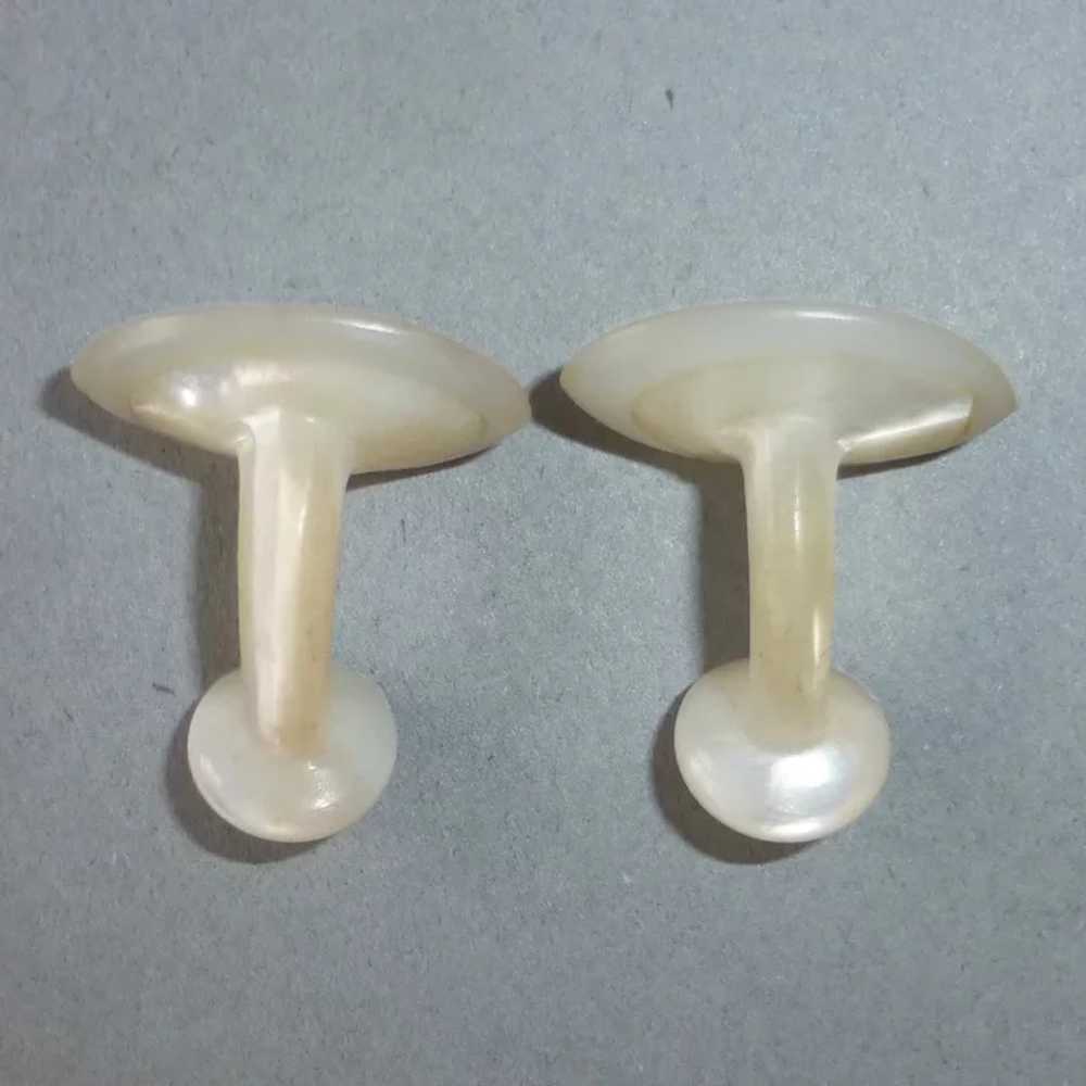 Solid Carved Mother of Pearl Edwardian Cufflinks - image 7