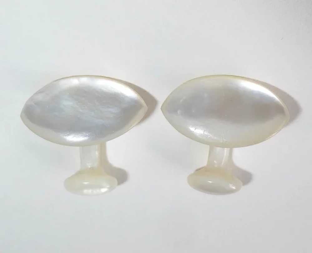 Solid Carved Mother of Pearl Edwardian Cufflinks - image 8