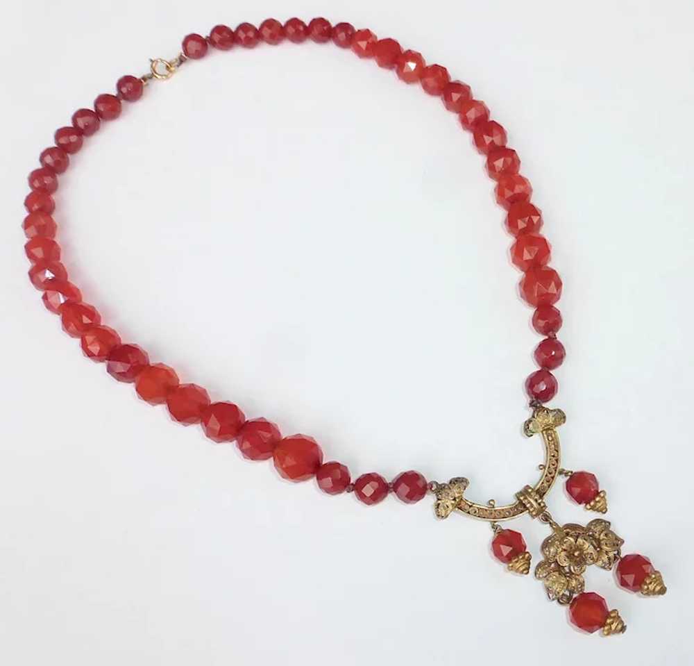 Carnelian Faceted Bead Necklace w GW 800 Silver F… - image 6