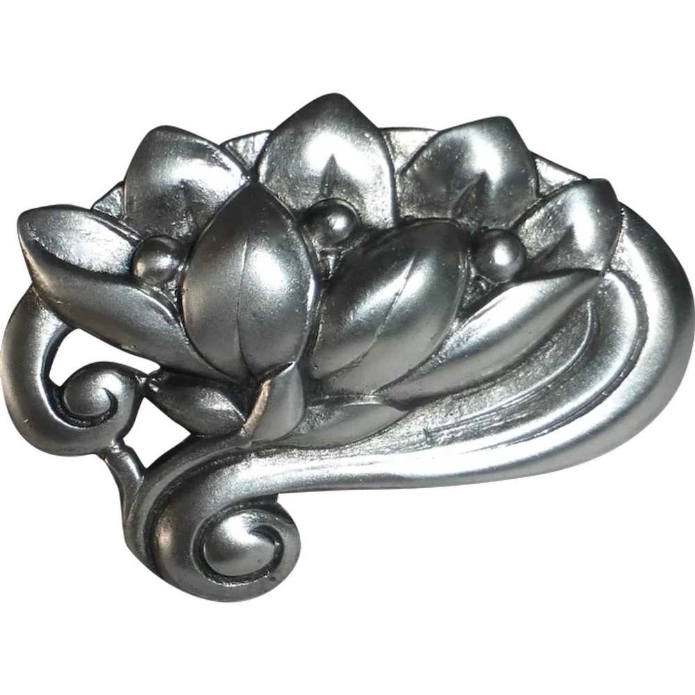 Jewel Art Sterling Silver Pin Brooch - Sunflower Floral - Ruby Lane