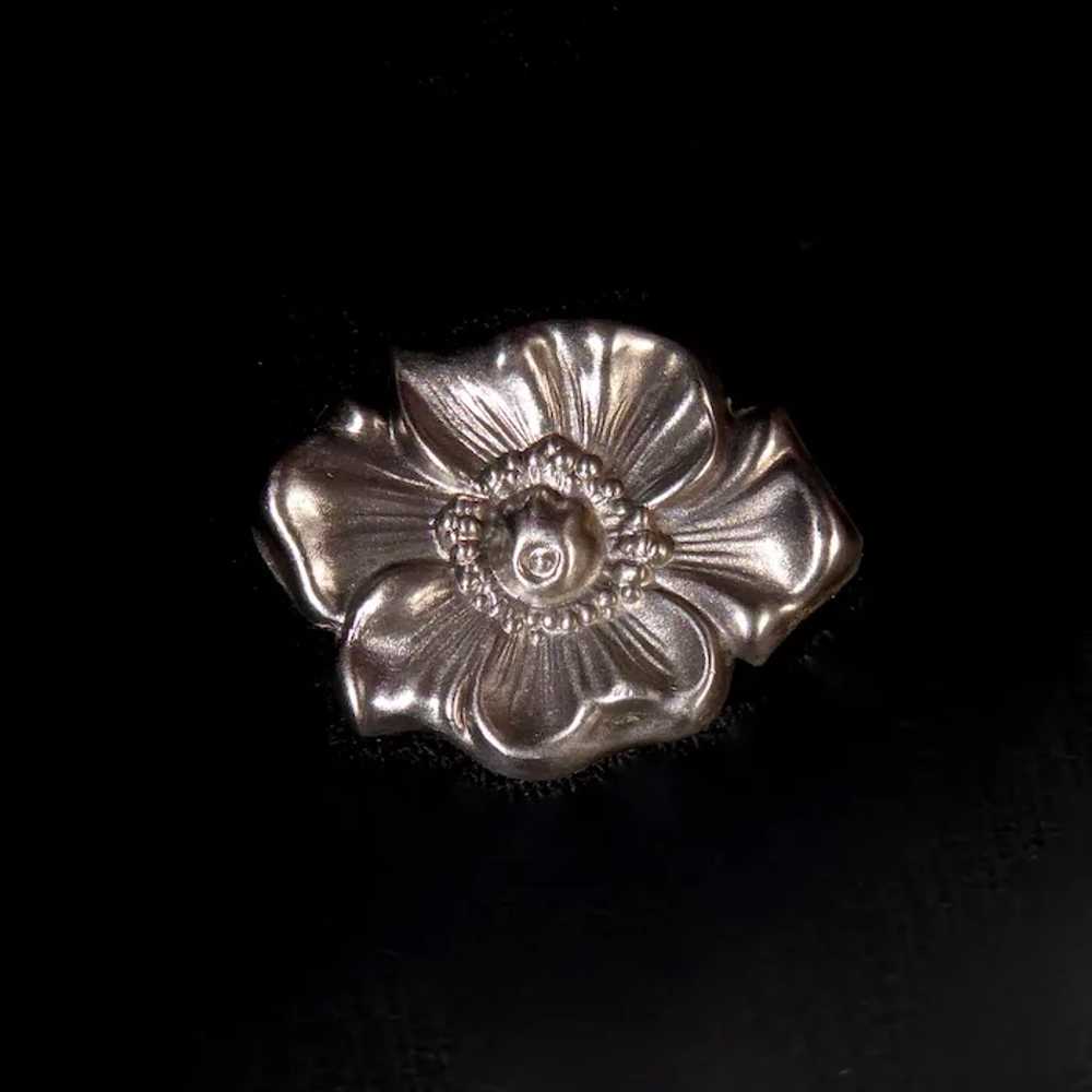Art Nouveau Victorian Repousse Sterling Poppy Pin - image 6