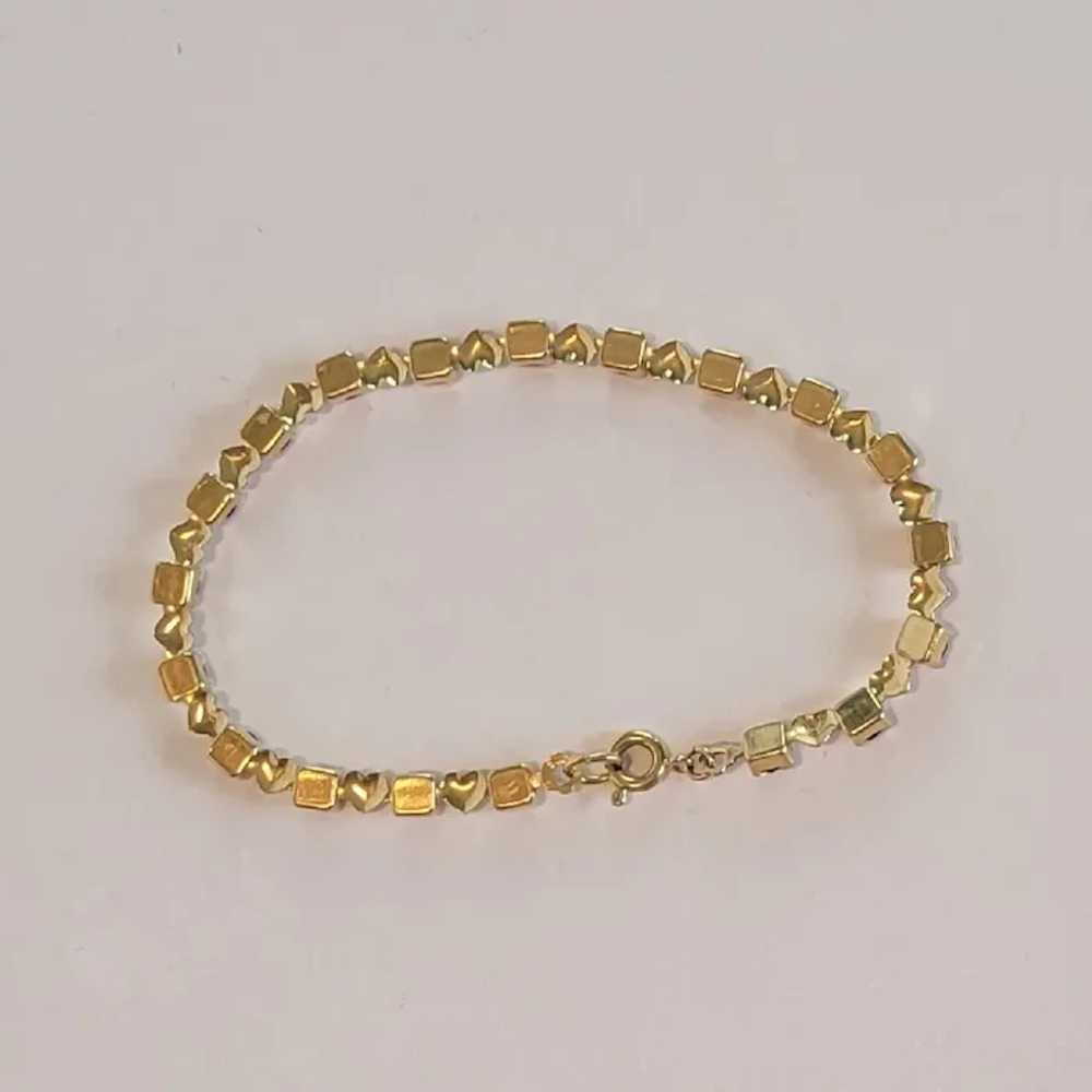 Hearts and Red Crystals Gold Tone Tennis Bracelet - image 9