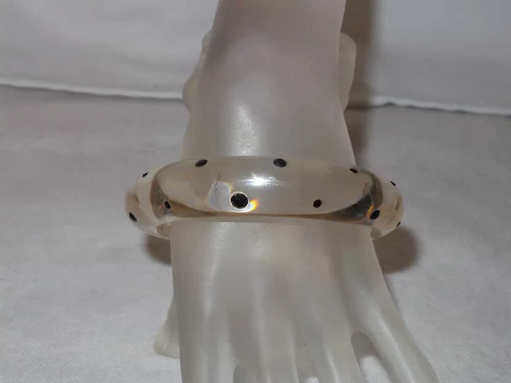 Clear Lucite bangle with Black Rhinestones - image 3