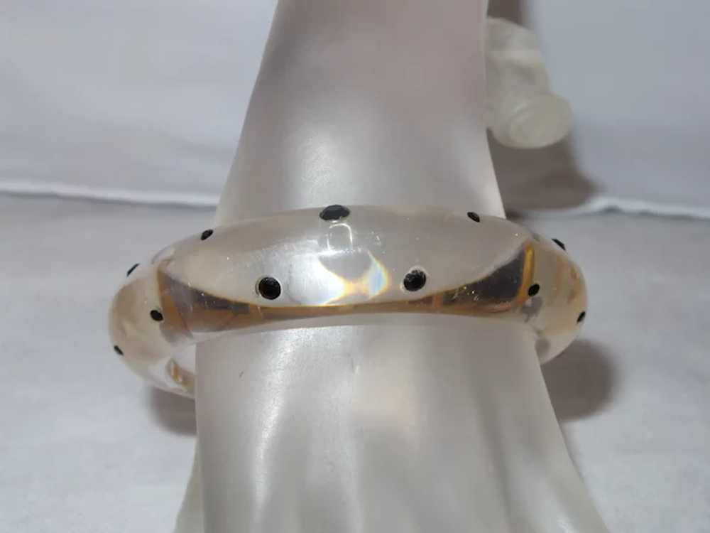 Clear Lucite bangle with Black Rhinestones - image 5